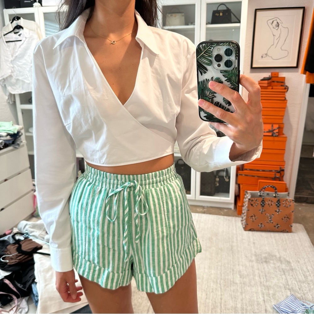 Zara Elegant White Wrap Blouse